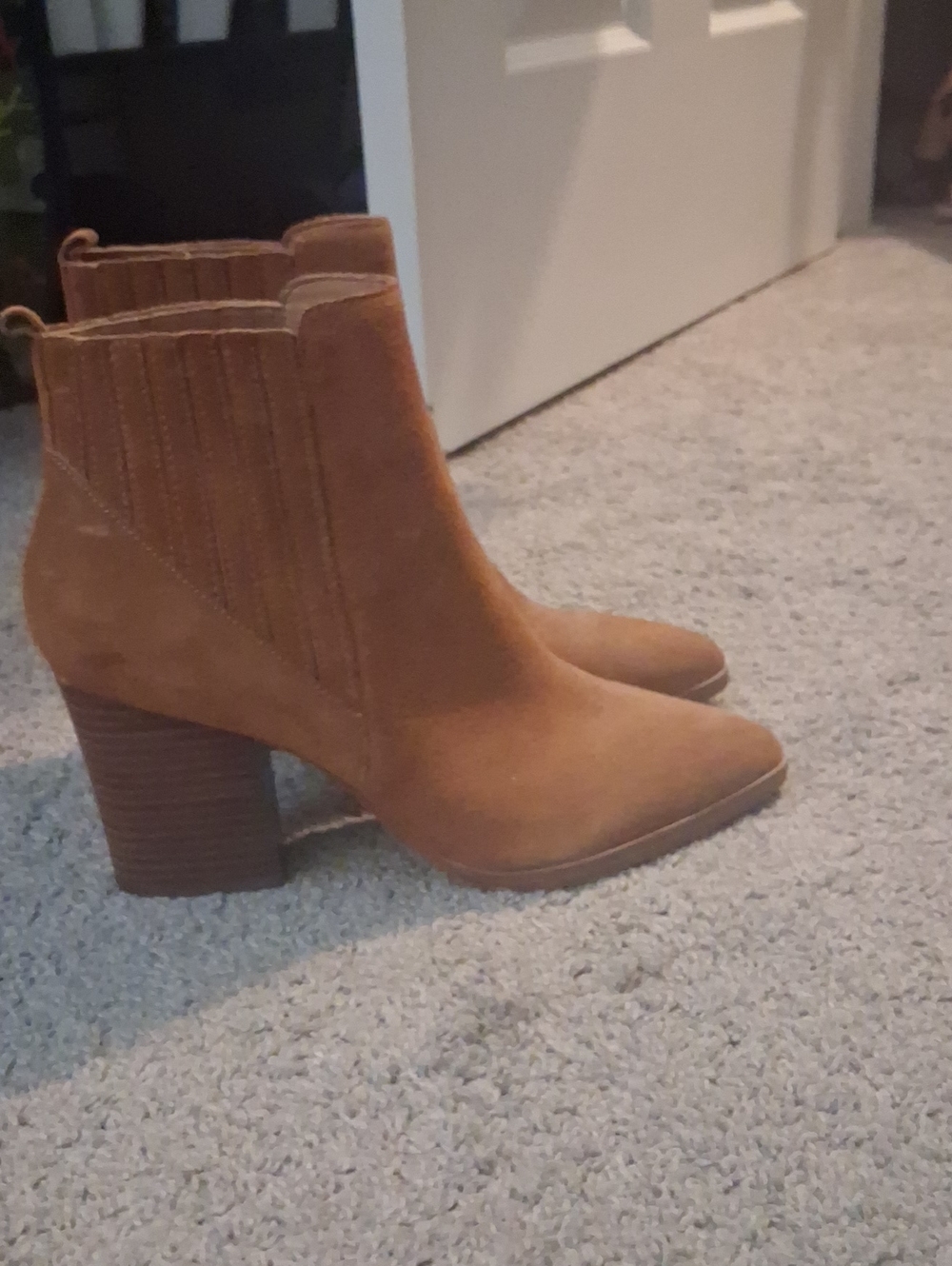 Marc Fisher Tan Suede Pointed Toe Ankle Booties